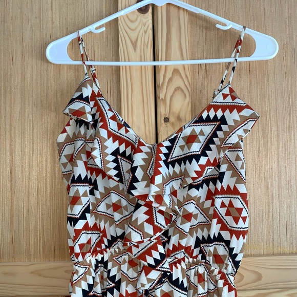 Prevett ruffle front Aztec trible strappy sun dress size M - Picture 2 of 5